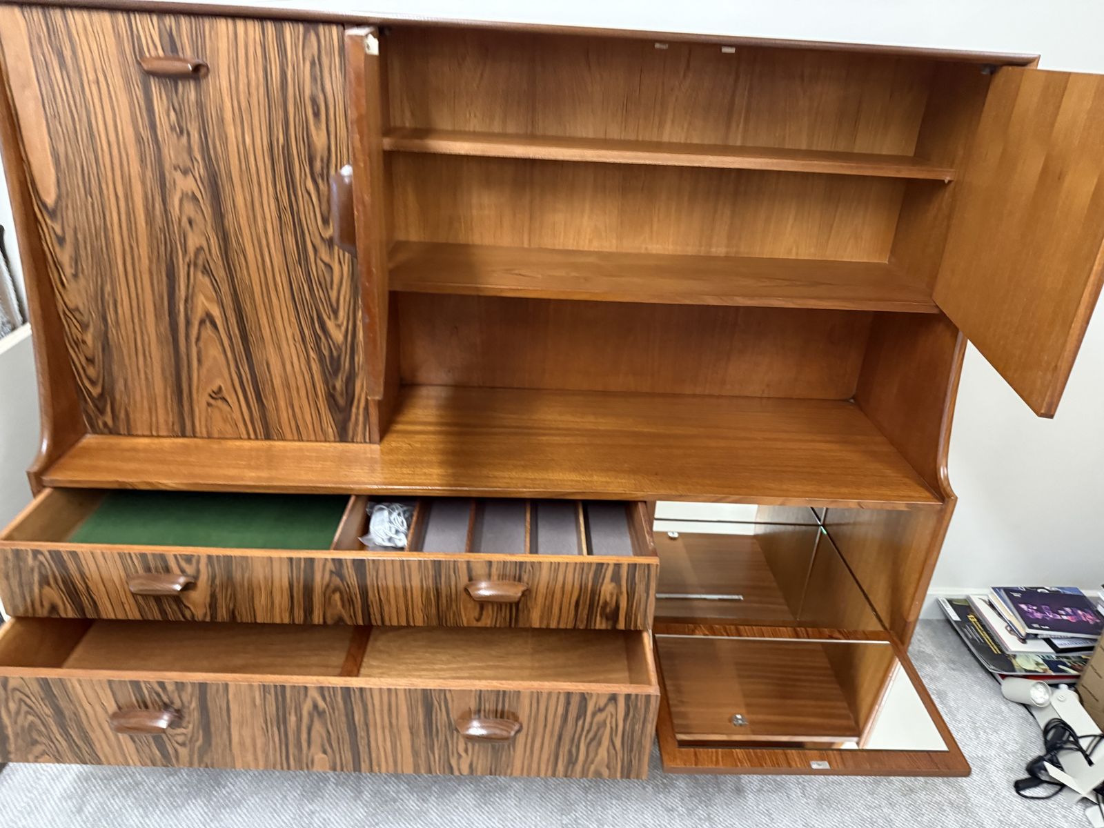 Midcentury G Plan Cocktail Sideboard In Teak & Paldao Wood photo vinterior