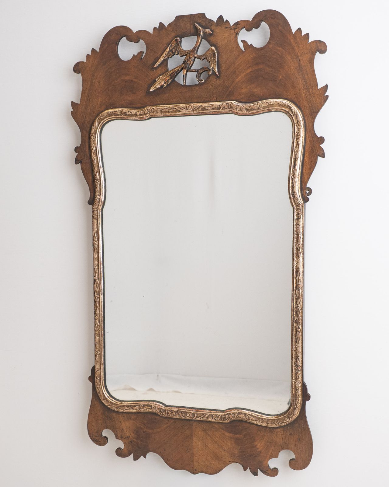 George II Style Parcel Gilt Walnut Hoho Bird Fretwork Pier Mirror, Edwardian C.1910–1920 photo furniture