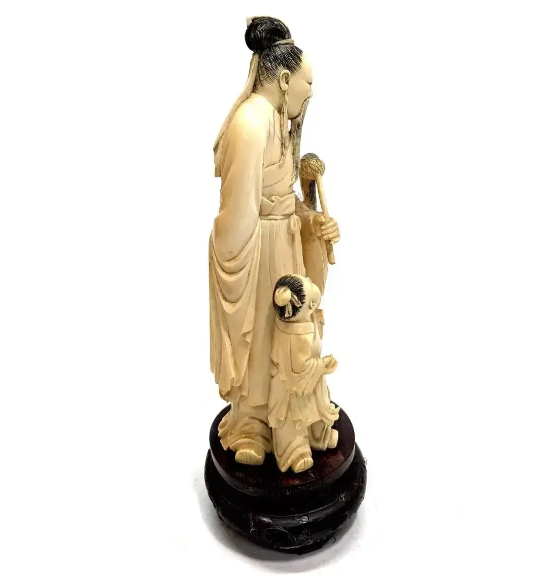 Ivory Okimono Statuette, 19th Century, Depicting A Man And Child photo furniture