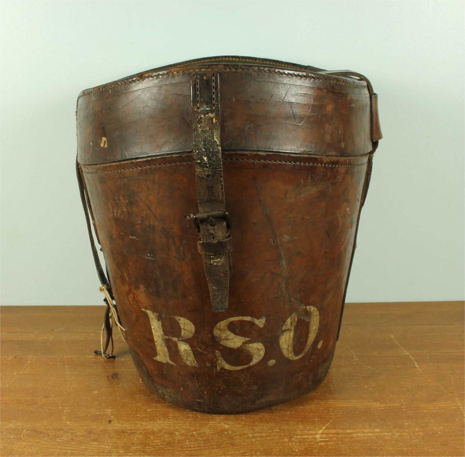 photo furniture Antique Double Hat Case. Jw Allen Miitary Leather Multi Top Hat Box.