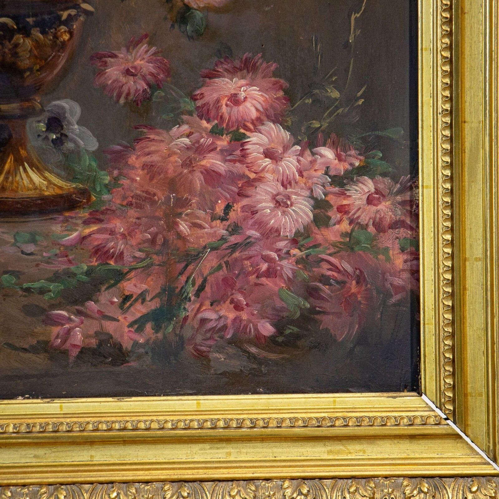 photo for sale Pair Of Henry Schouten Flower Oil Paintings On Oak Board