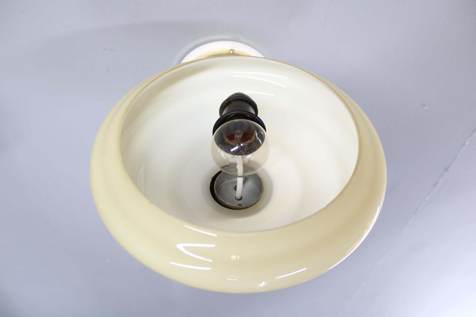 Pair Of 1940s Czechoslovak Art Deco Brass Wall Lights With Opaline Glass Shades photo 739.0