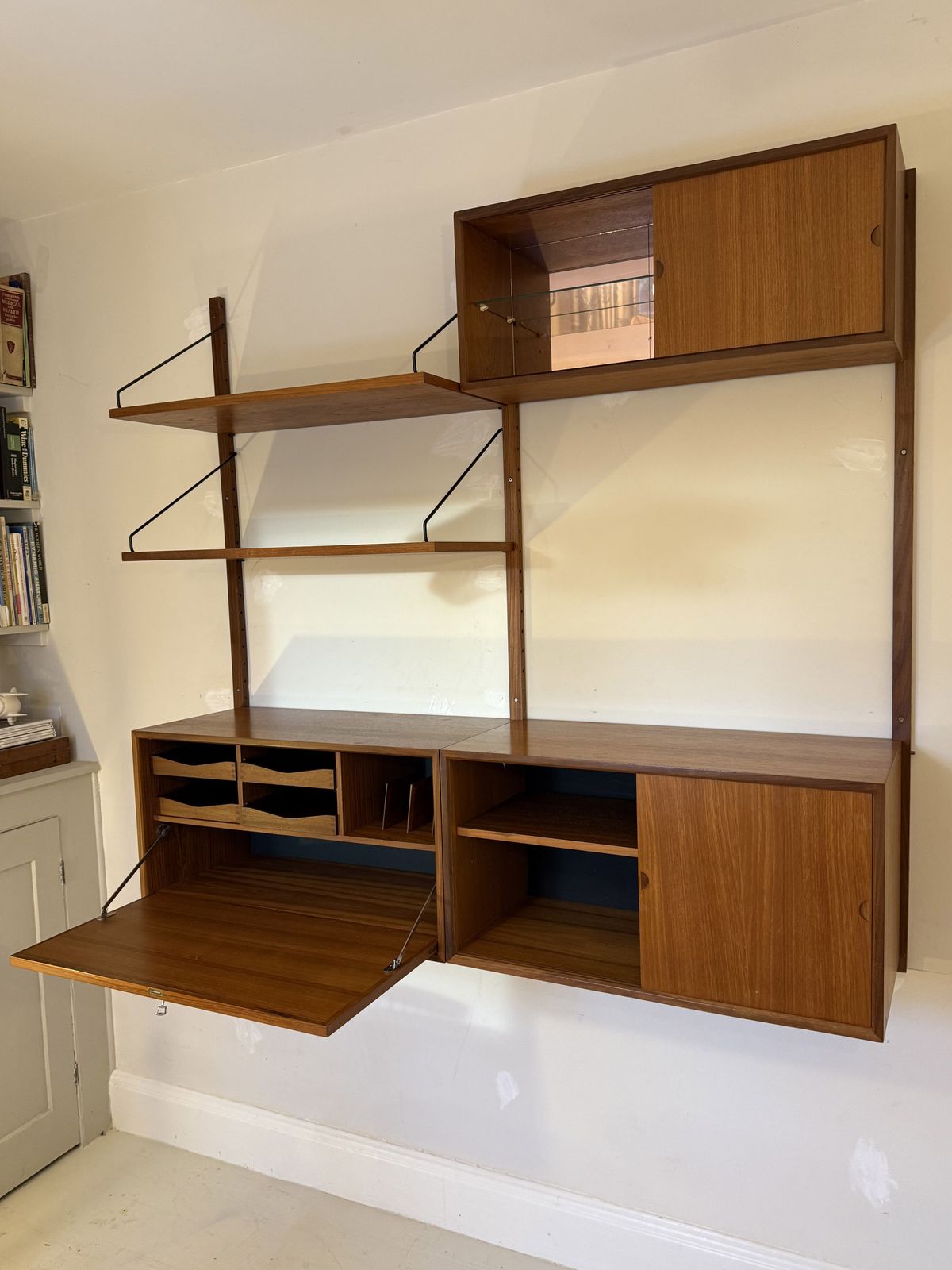 Two Bay Mid Century Danish Wall System By Poul Cadovius photo for sale