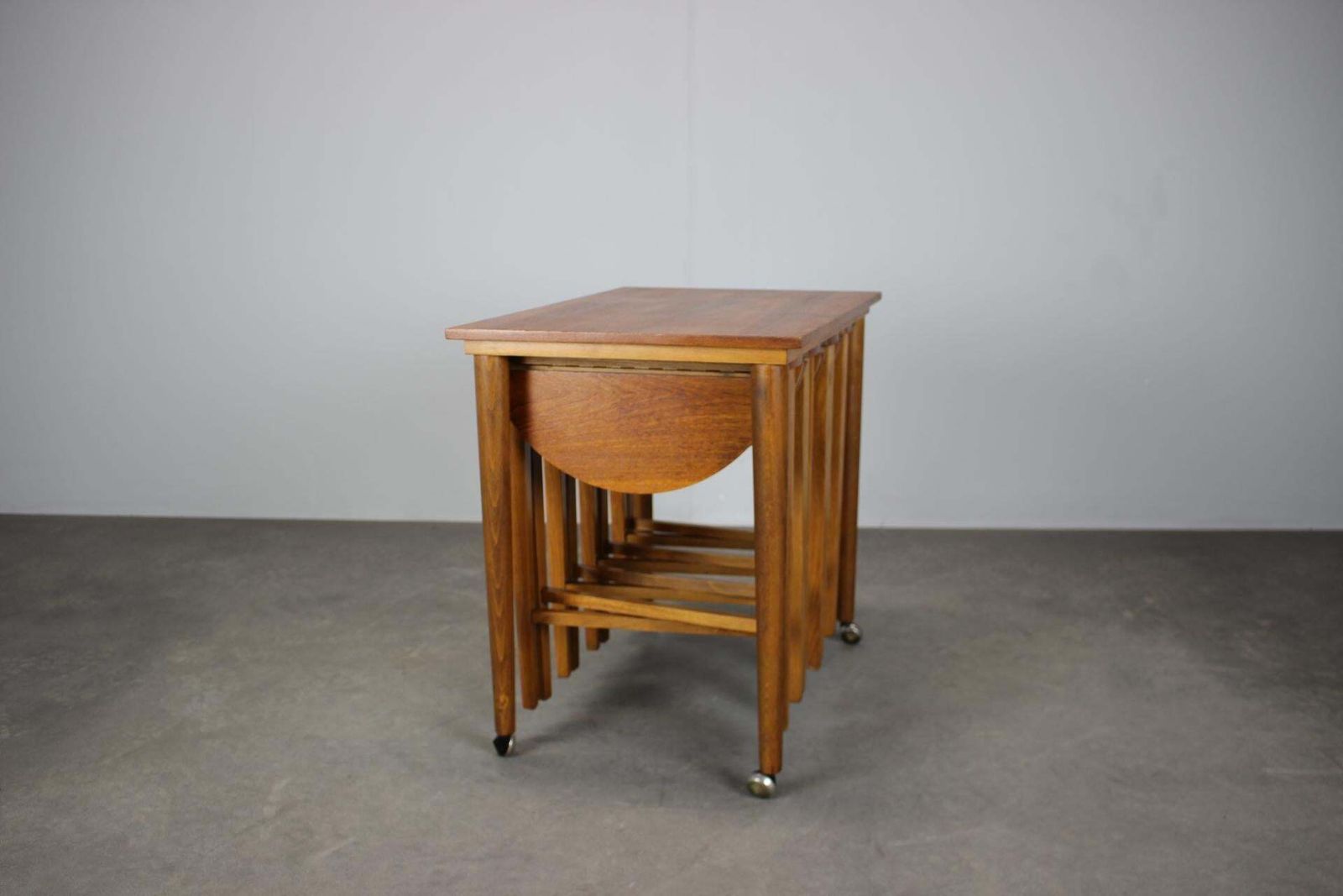 Furniture Restored Mid Century Folding Table And Stools By Poul Hundevad, Denmark, 1960s photo