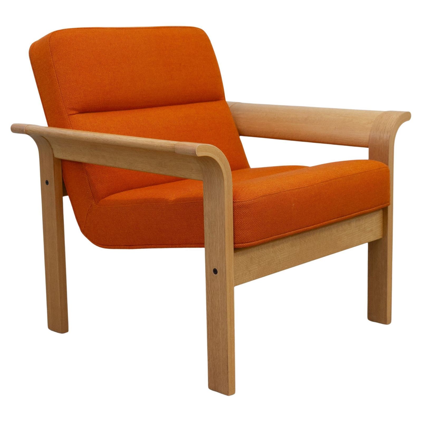 Danish Orange Oak Botium Lounge Chair By Magnus Olesen, 1970s. photo furniture