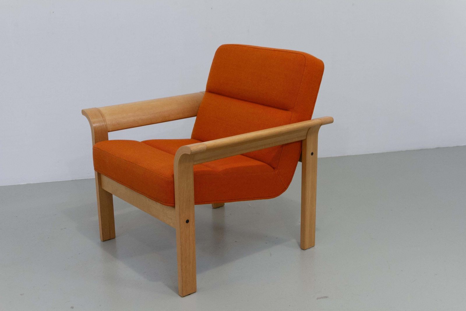 Danish Orange Oak Botium Lounge Chair By Magnus Olesen, 1970s. photo vintage