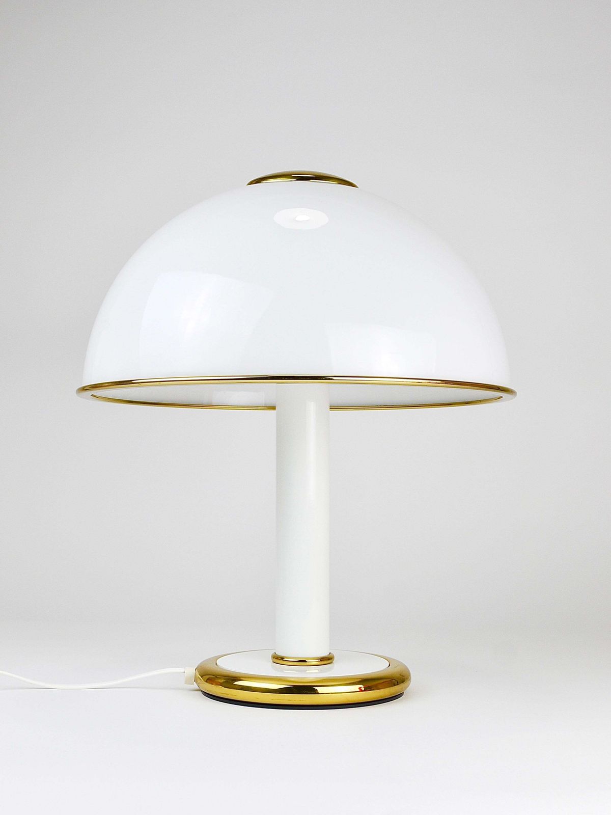 F. Fabbian Gold & White Murano Glass Mushroom Table Side Lamp, Italy, 1970s photo furniture