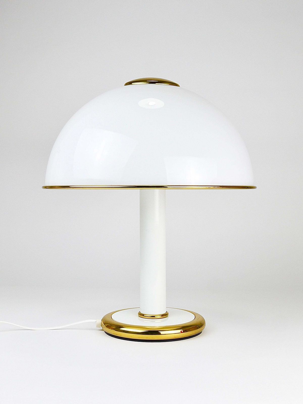 F. Fabbian Gold & White Murano Glass Mushroom Table Side Lamp, Italy, 1970s photo Lighting