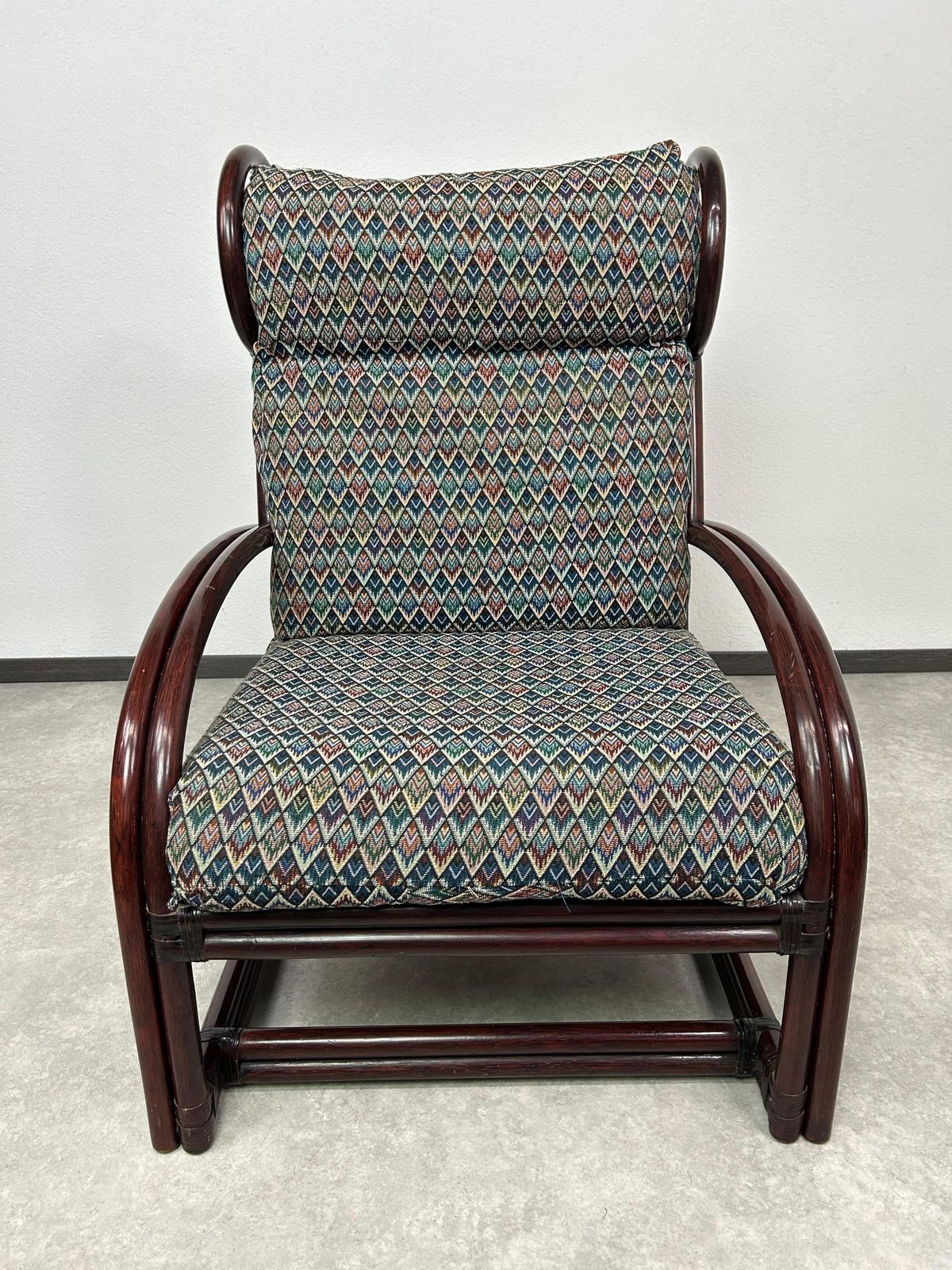 Mid Century Modern Bamboo Wingchair With Stool By Gervasoni photo 3211.0