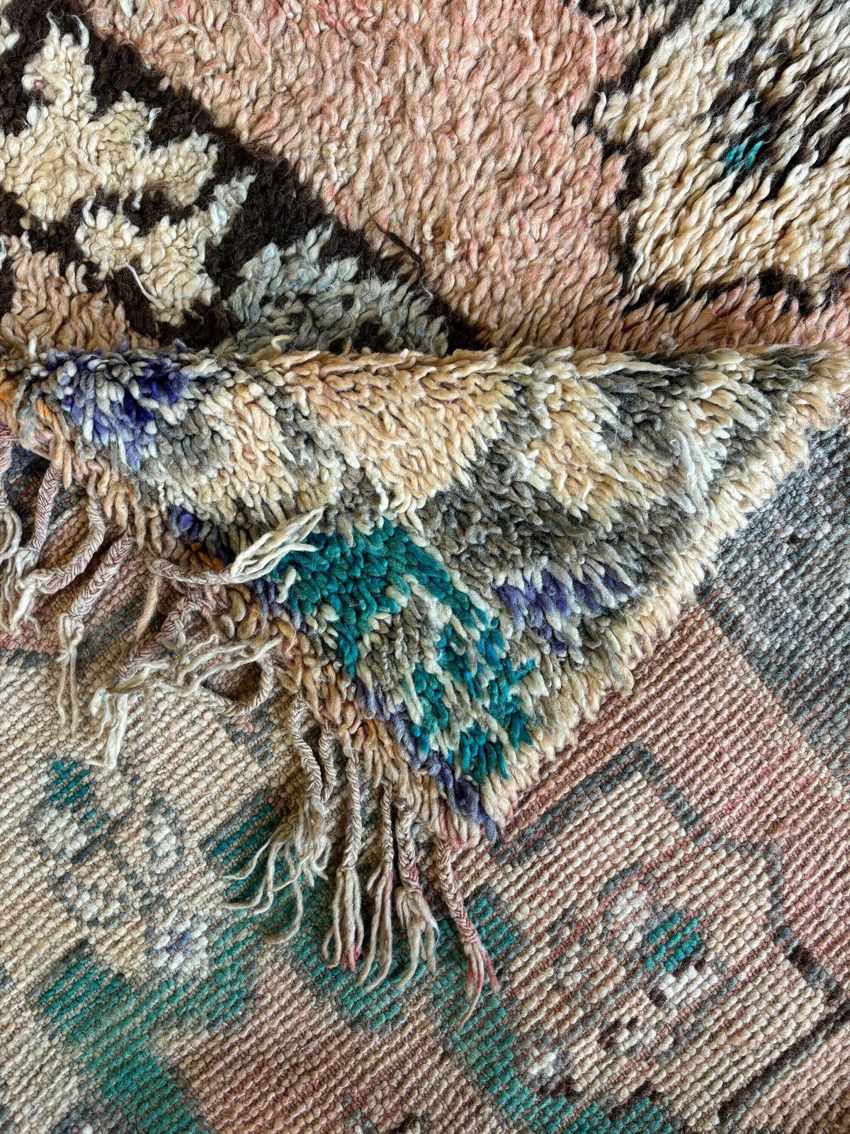 Vintage Moroccan Boujad Wool Rug 180x315 Cm – Handwoven Masterpiece, Floral Motifs With Teal Accents photo 1458.0