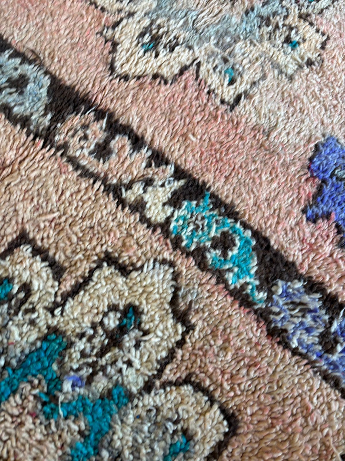 Vintage Moroccan Boujad Wool Rug 180x315 Cm – Handwoven Masterpiece, Floral Motifs With Teal Accents photo buy