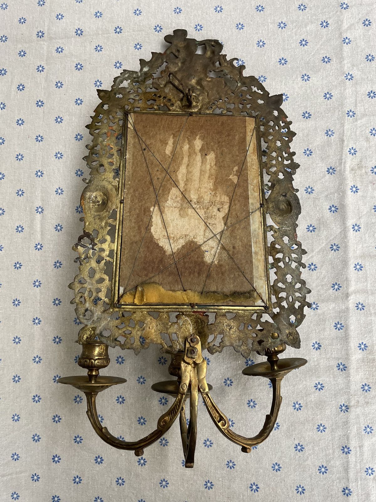 Antique Brass Girandole Wall Mirror photo buy