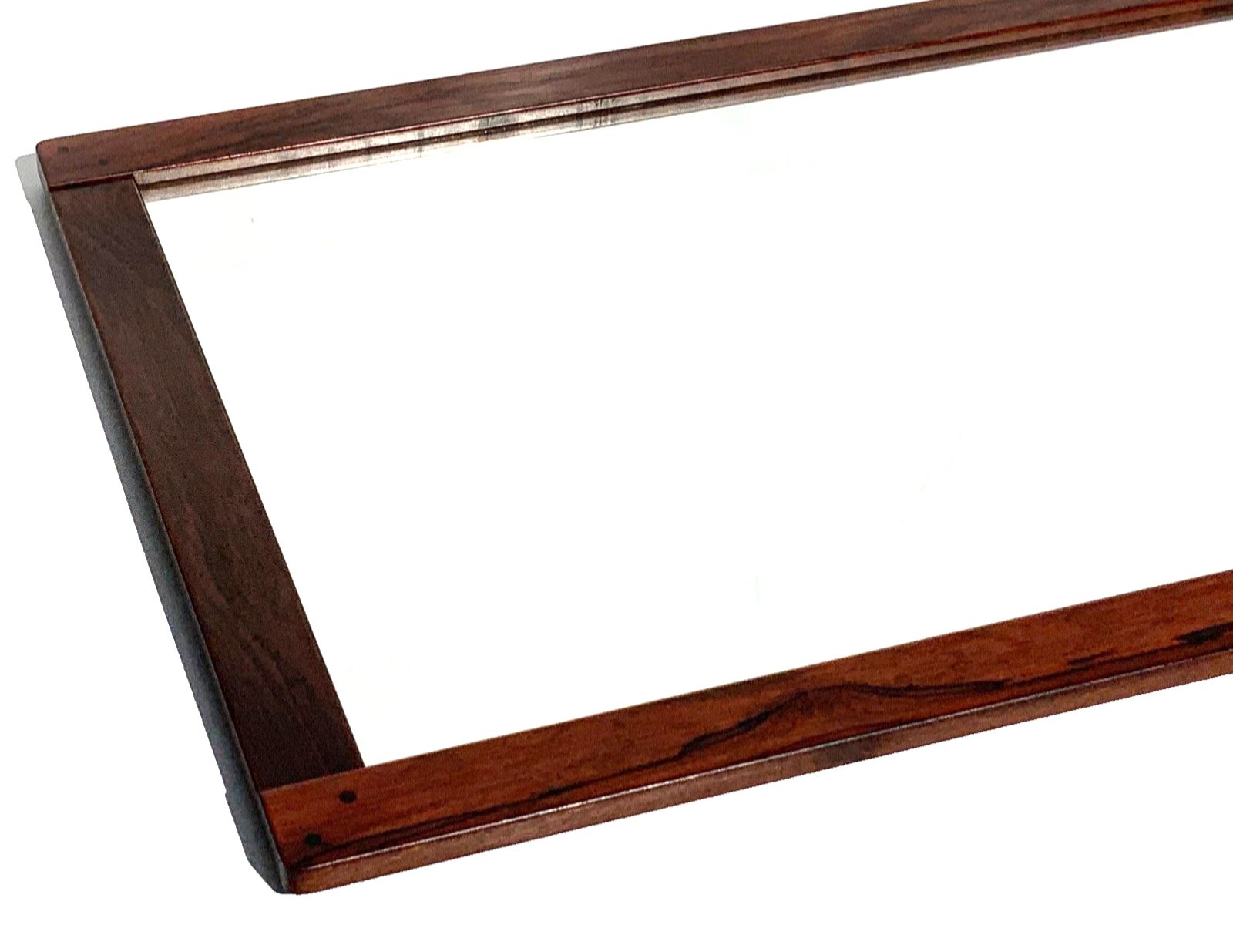 Vintage Dark Wood Wall Mirror "Miljo"  Ab Nybrofabriken, Sweden  1950s photo vinterior