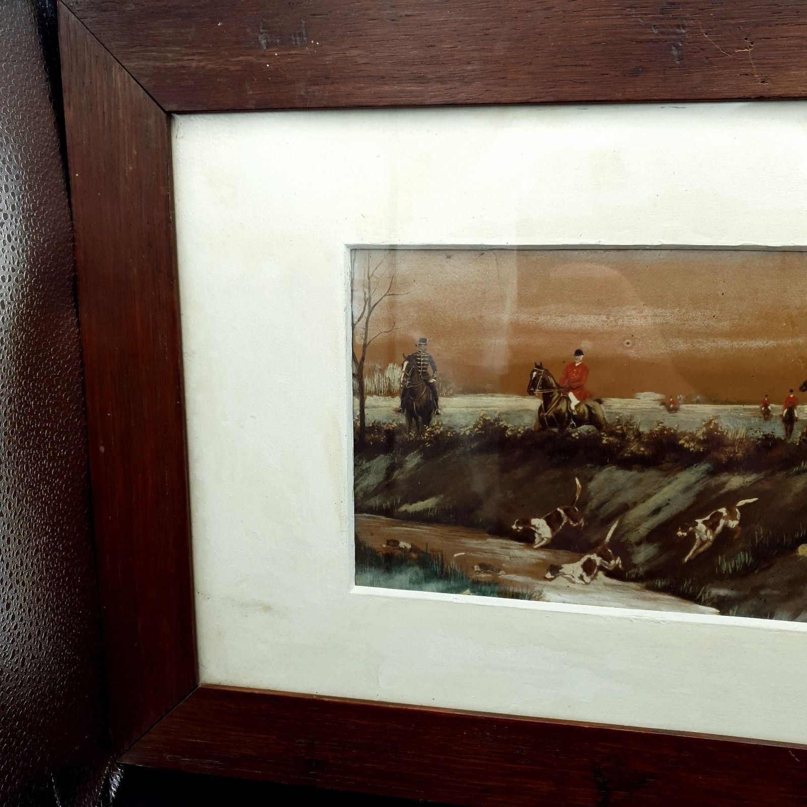 Signed Josef Pirka Watercolour Equestrian Hunting Scene 1906 Bohemia Antique Art photo furniture