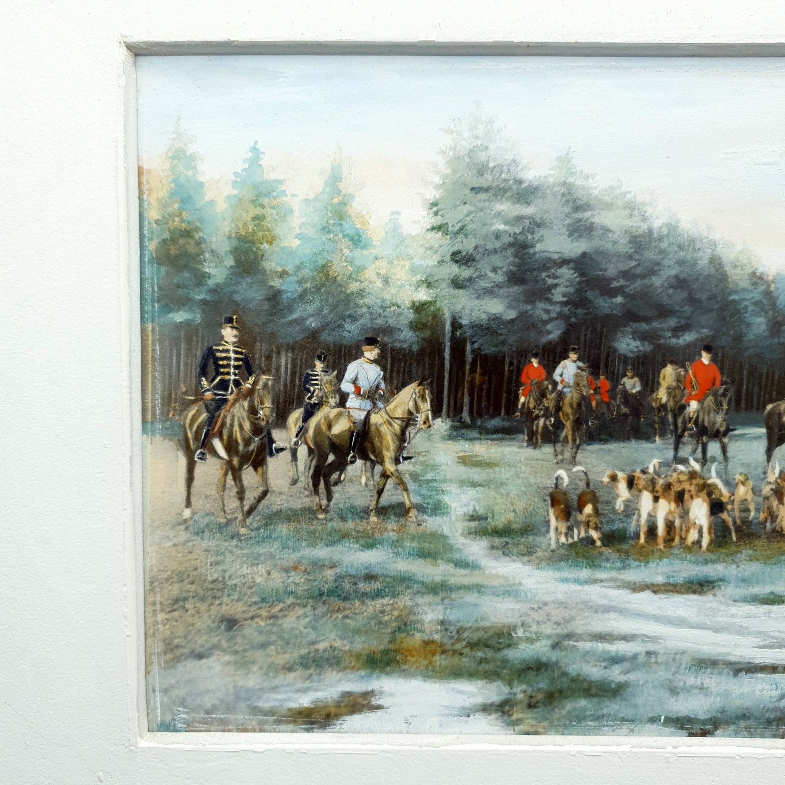 Josef Pirka Signed Watercolour Equestrian Hunting Scene 1906 Bohemia Antique Art photo buy