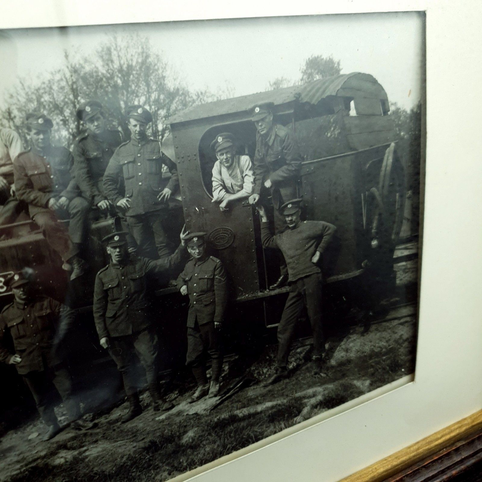 photo buy Wwi Photo 8th Battalion Soldiers Possibly Post Office Rifles Framed Antique 1915