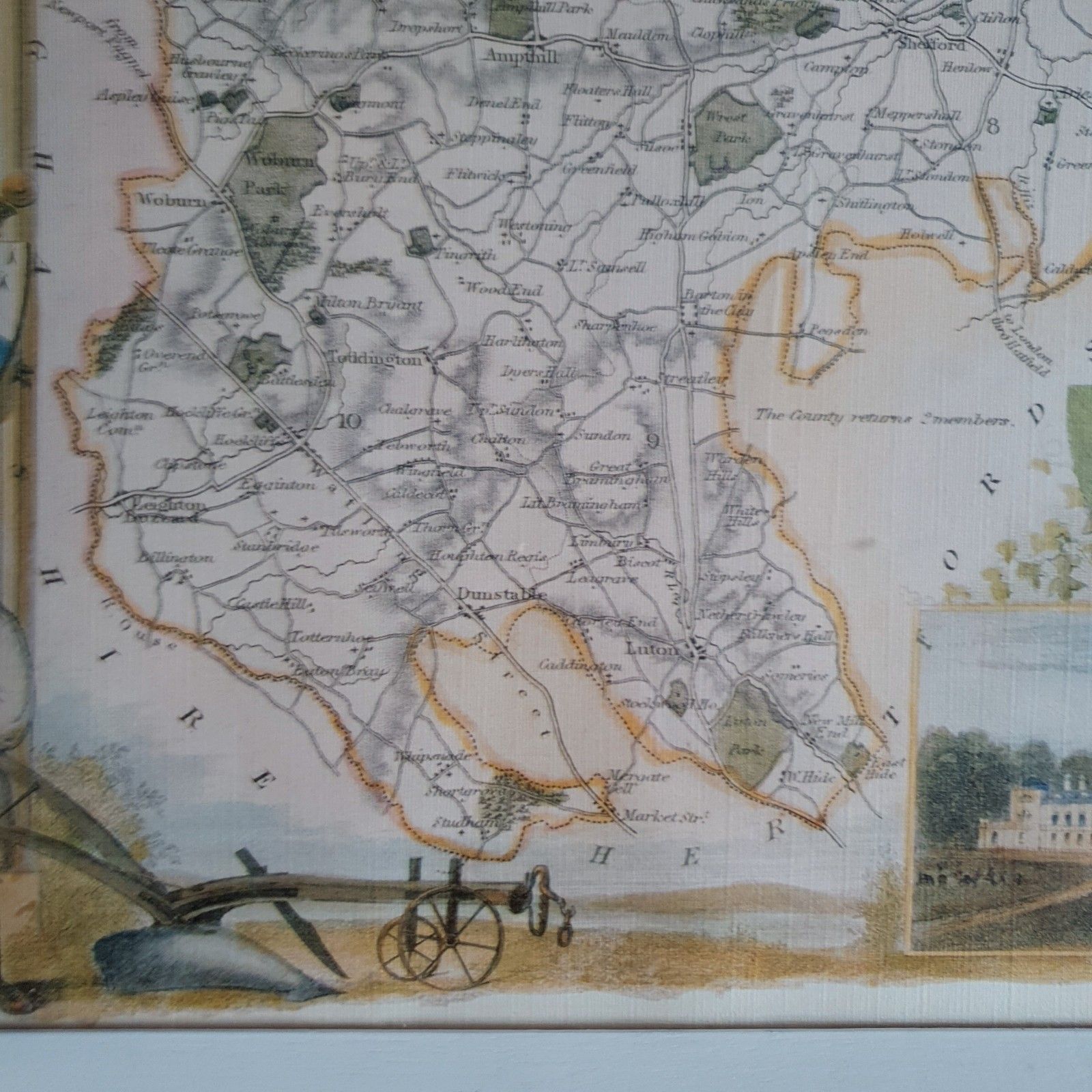100.0 Reproduction Print Map Of Bedfordshire William Schmollinger Artist 1832 L43x54cm photo