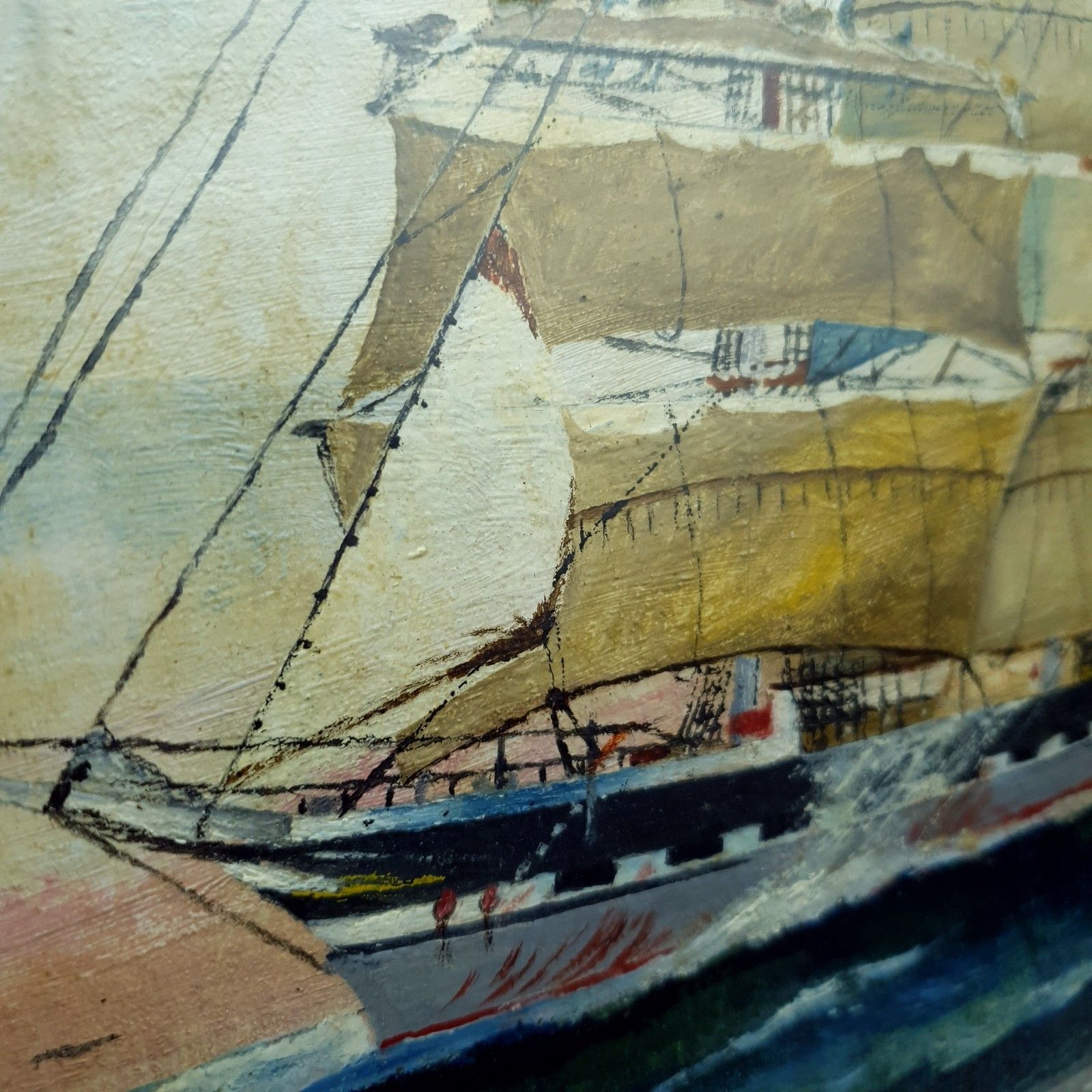 photo vinterior Captain George Young Signed Oil Painting Middlesex C1930s Clan Line Ship W35x27c