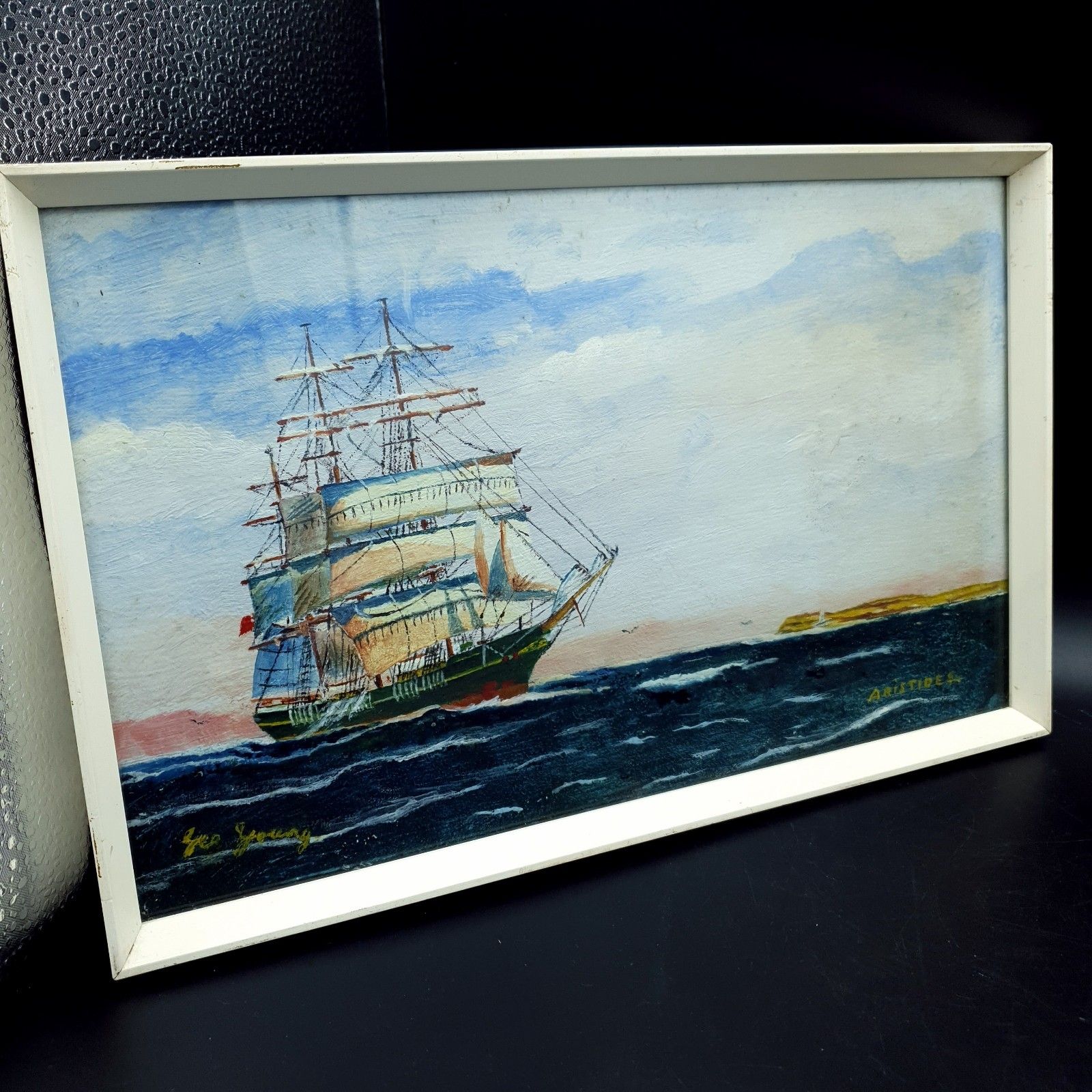 400.0 Captain George Young Signed Oil Painting Aristides C1930s Clan Line W31.5x20.2cm photo