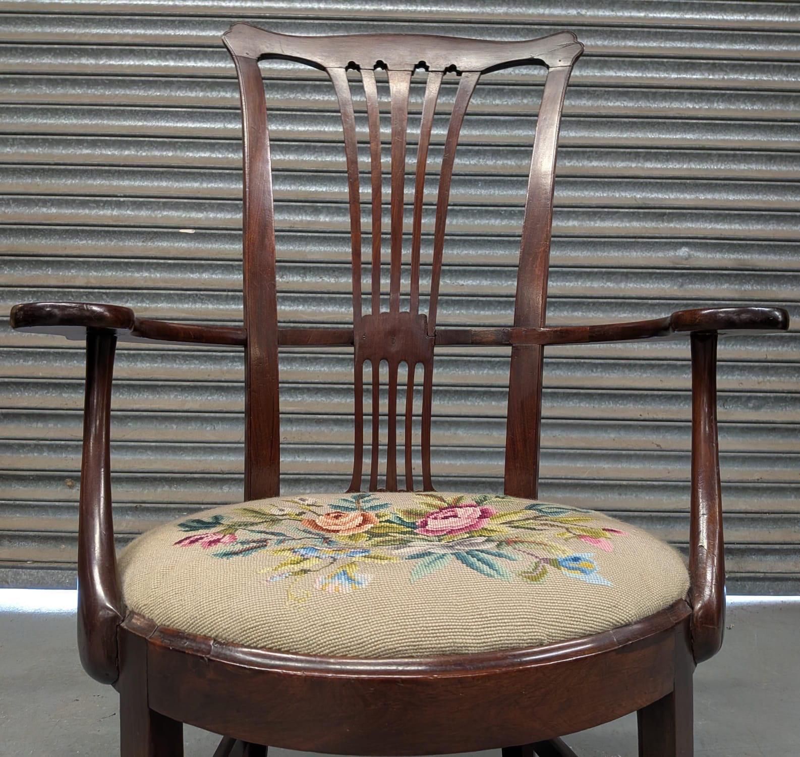 George III Mahogany Armchair With Original Tapestry Seat photo Furniture