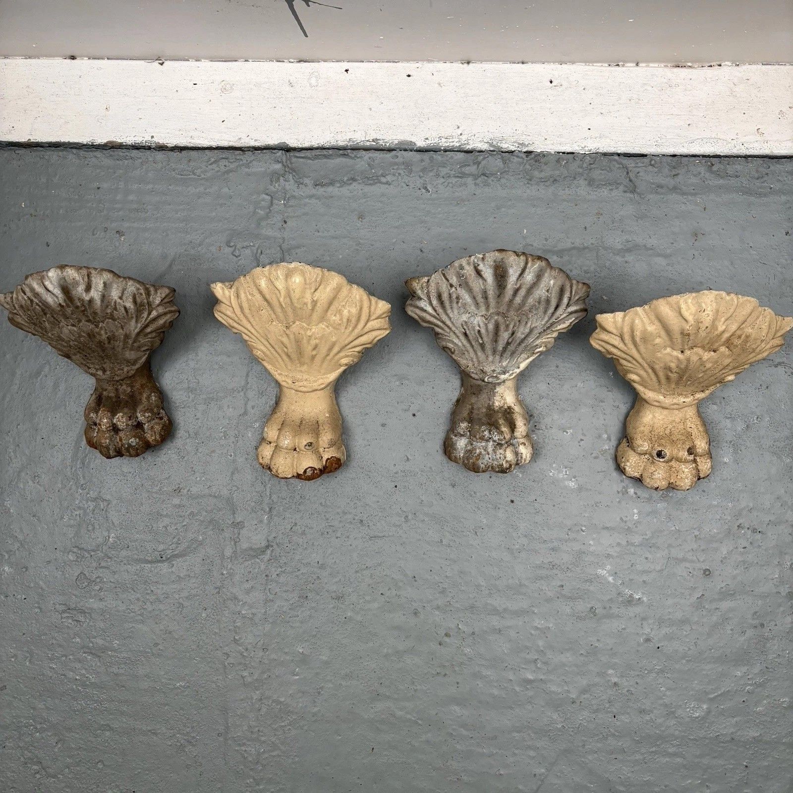 Set Four Antique Victorian Lion Paw Cast Iron Bath Feet photo furniture