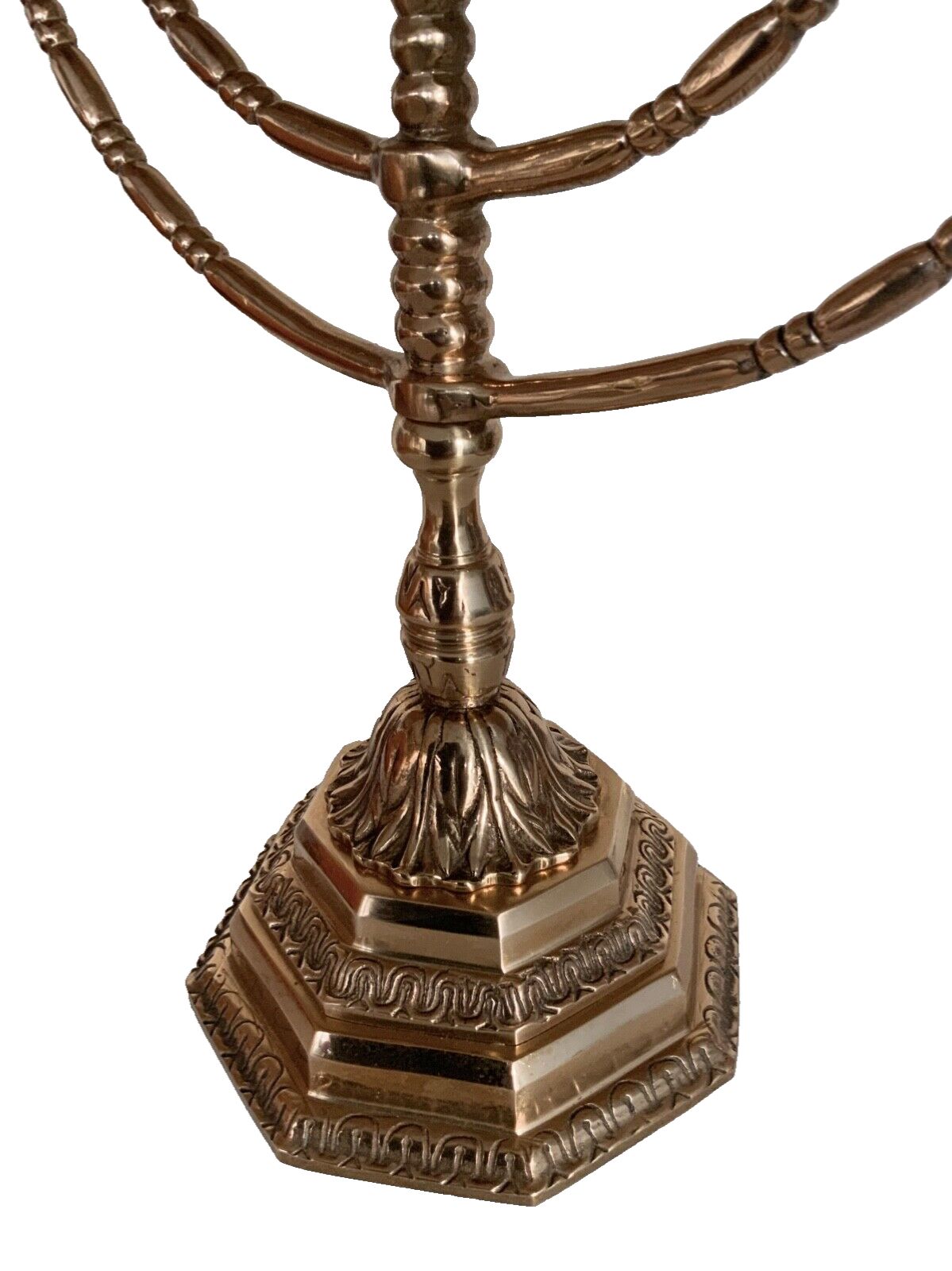 Vintage Brass Menorah  Of 7  Branch Candlestick H35cm X W31cm photo 85.0