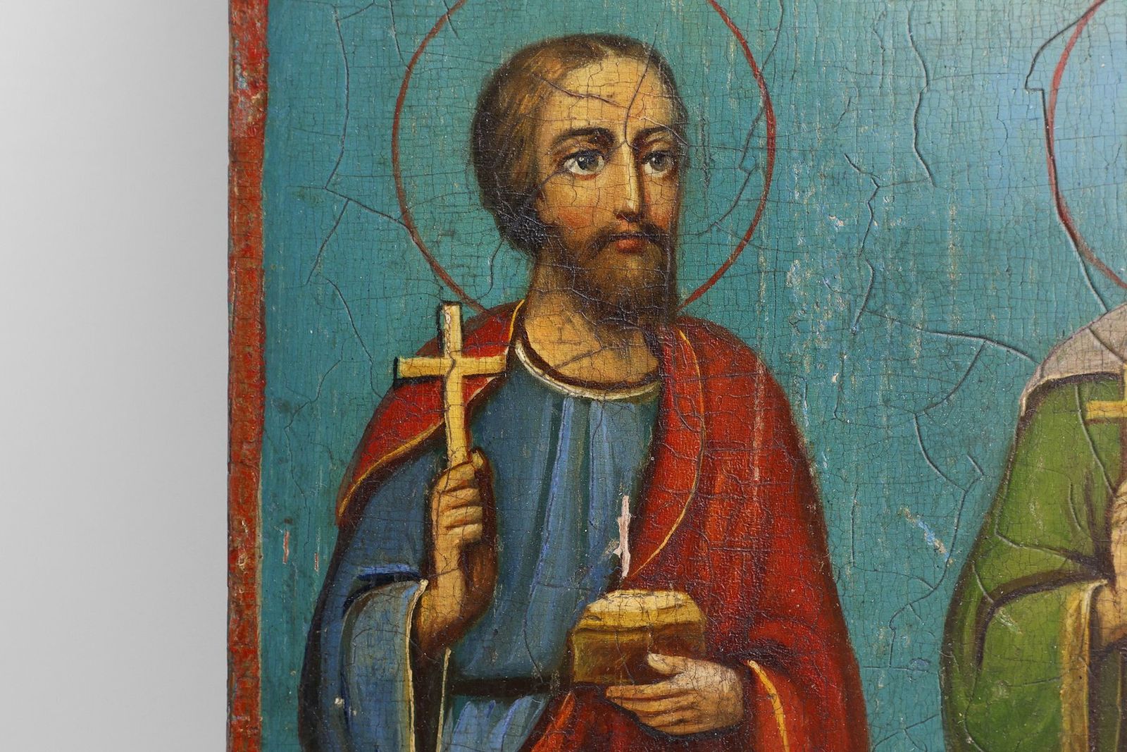 Icon Of The Patron Saints Of The Holy Matrimony, 19th Century, Paint & Gilt On Wood photo for sale