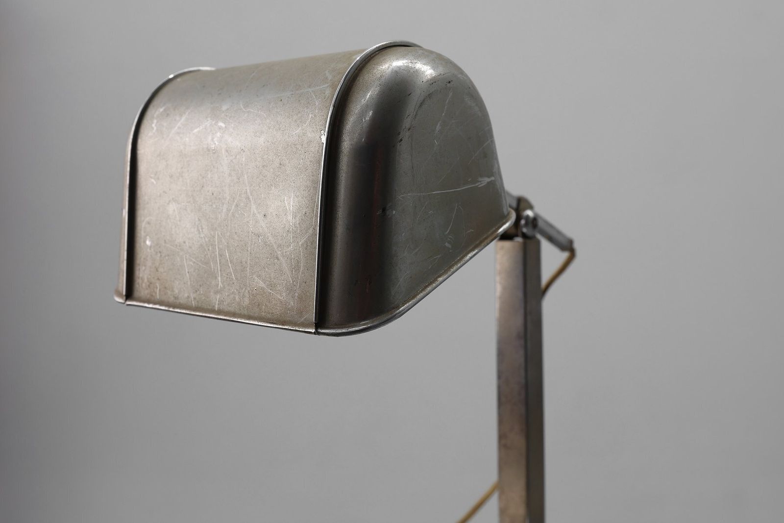 Art Deco Industrial Metal And Travertine Desk Lamp, Belgium, 1930s photo buy