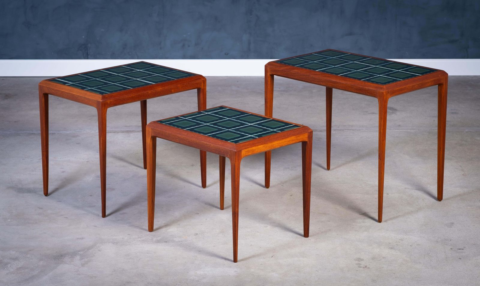 Set Of Teak Nesting Tables By Johannes Andersen For Silkeborg Møbelfabrik, 1960s photo for sale
