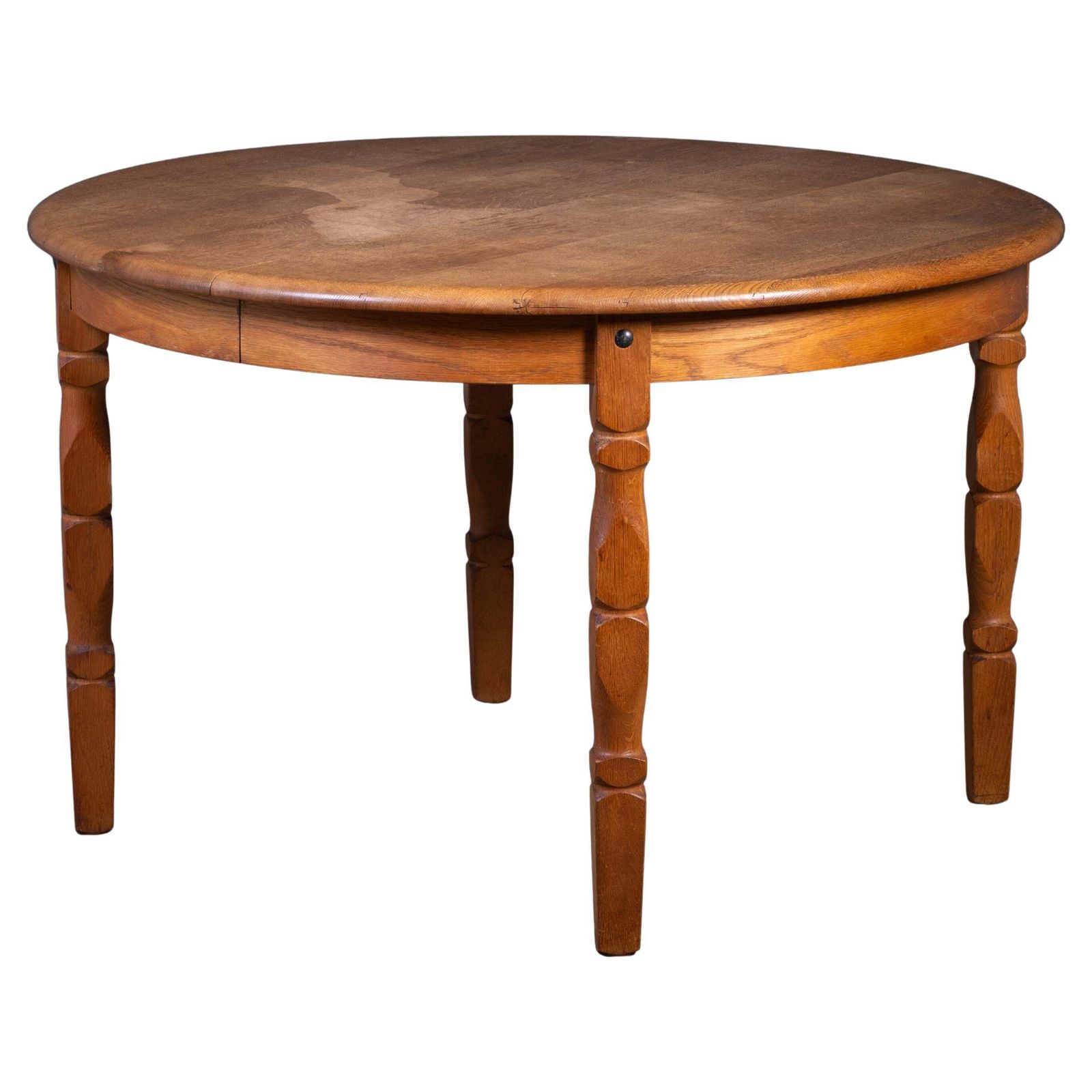 Brutalist Solid Oak Dining Table By Henning Kjærnulf, 1970s