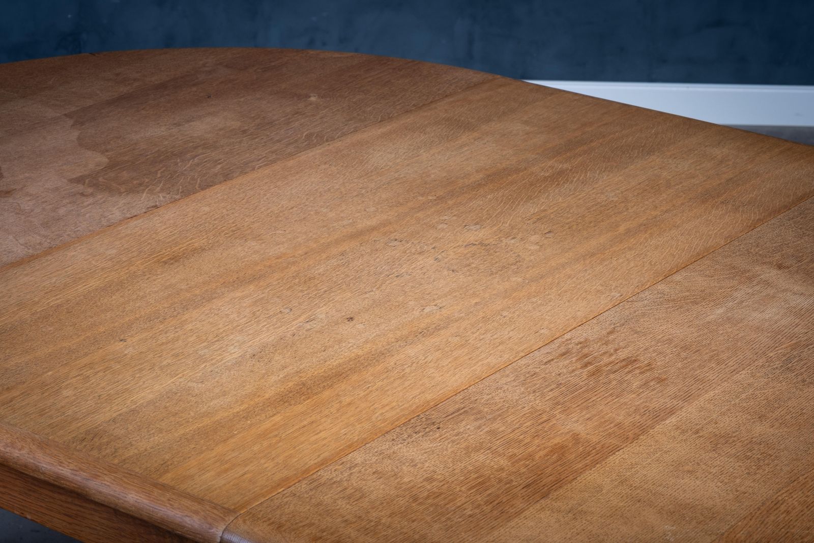 Brutalist Solid Oak Dining Table By Henning Kjærnulf, 1970s photo vintage