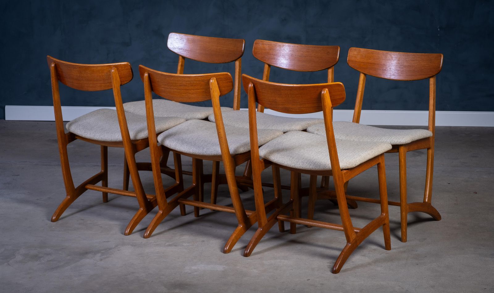 Set Of Six Danish Dining Chairs In Oak And Teak, 1960s photo Furniture