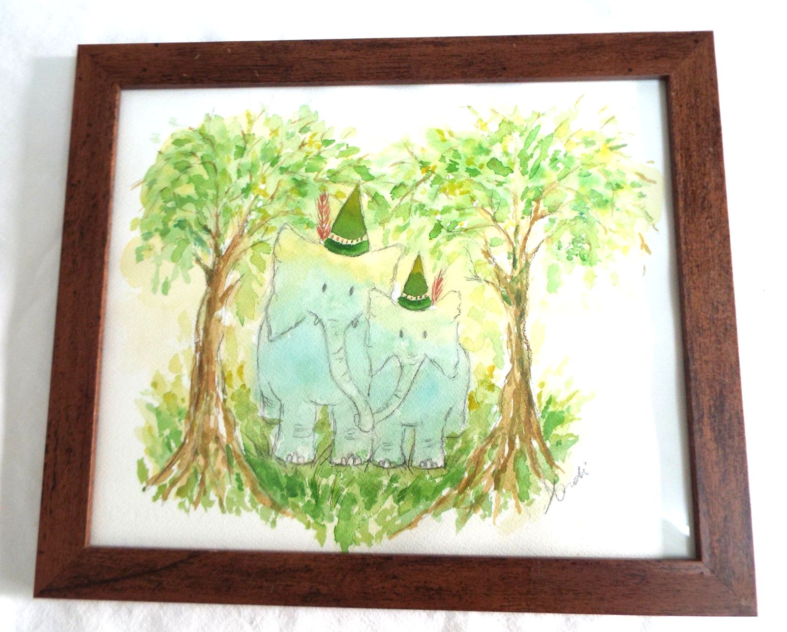 Austrian Elephants Illustration Cute Original Watercolour Painting  Andi J Lucas