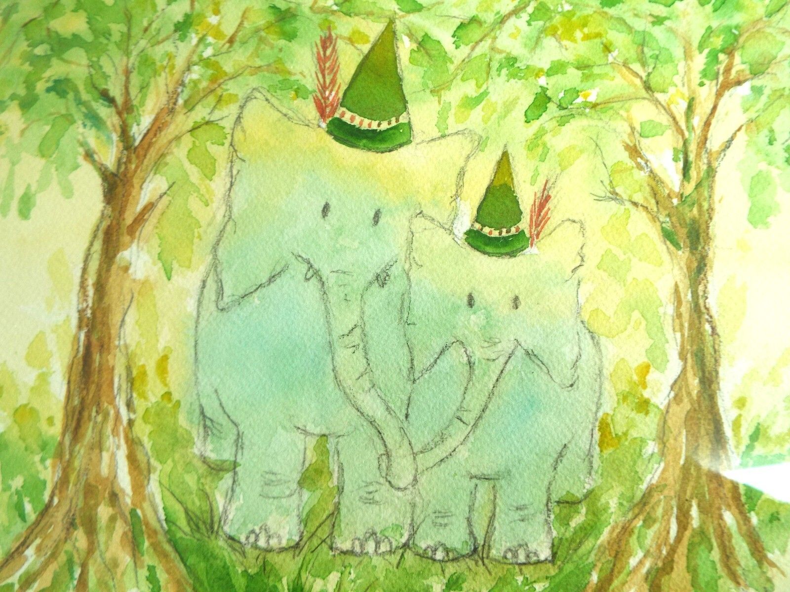 Austrian Elephants Illustration Cute Original Watercolour Painting  Andi J Lucas photo for sale