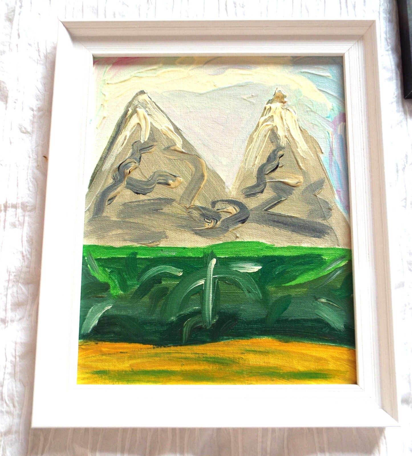 Set Of 4 New Original Abstract Framed Paintings Mountain Landscapes Fraser Lucas photo furniture