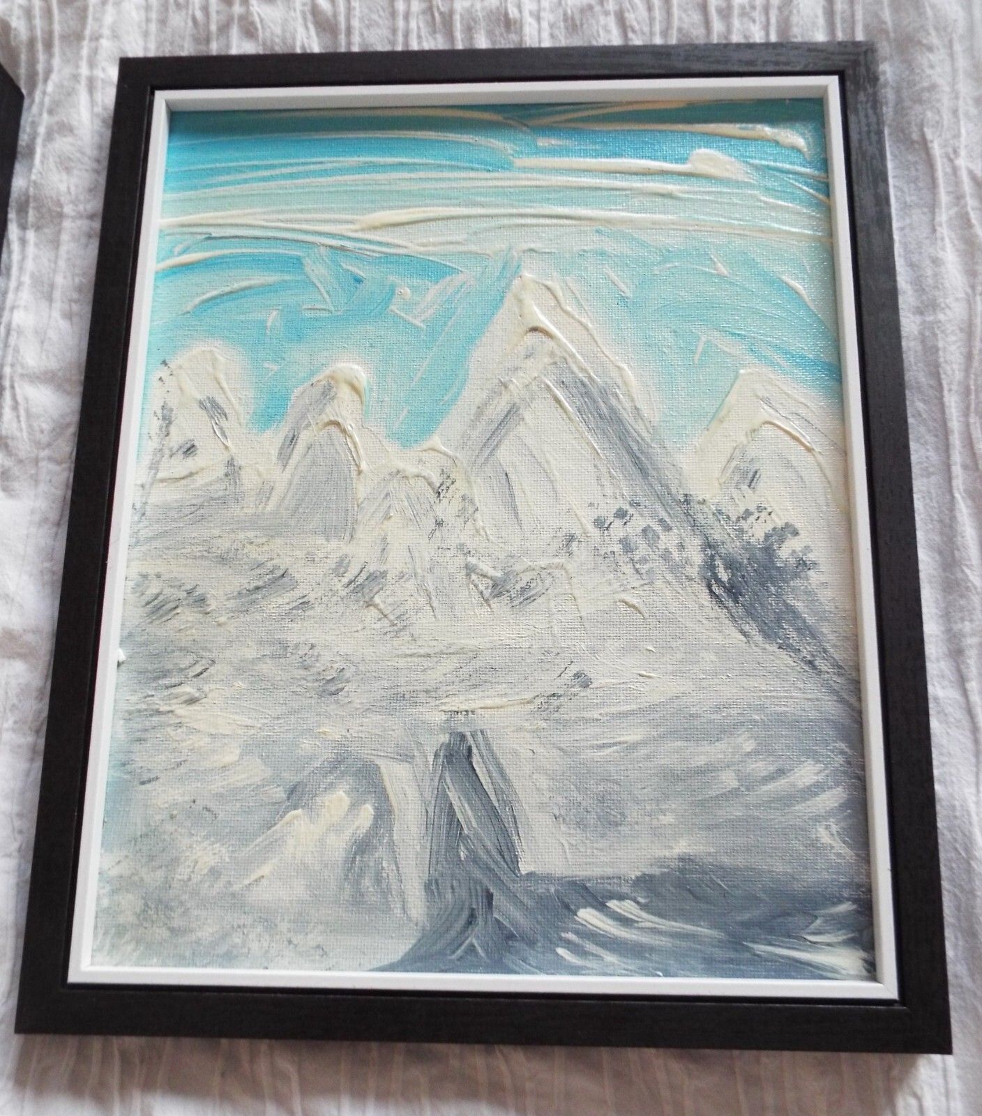 Set Of 4 New Original Abstract Framed Paintings Mountain Landscapes Fraser Lucas photo Art