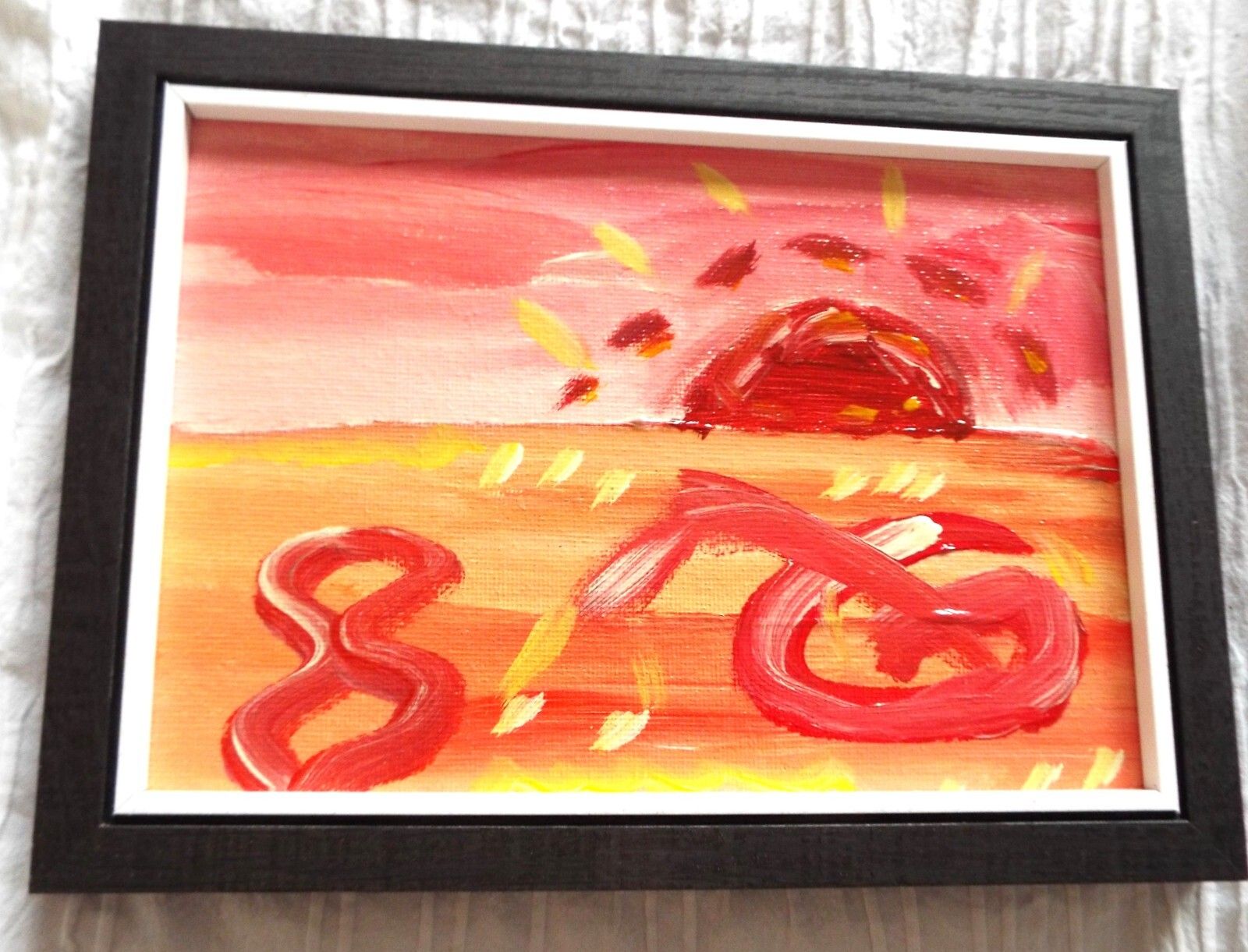 Set Of 3 New Original Abstract Framed Paintings Bright Landscapes Fraser Lucas photo Art