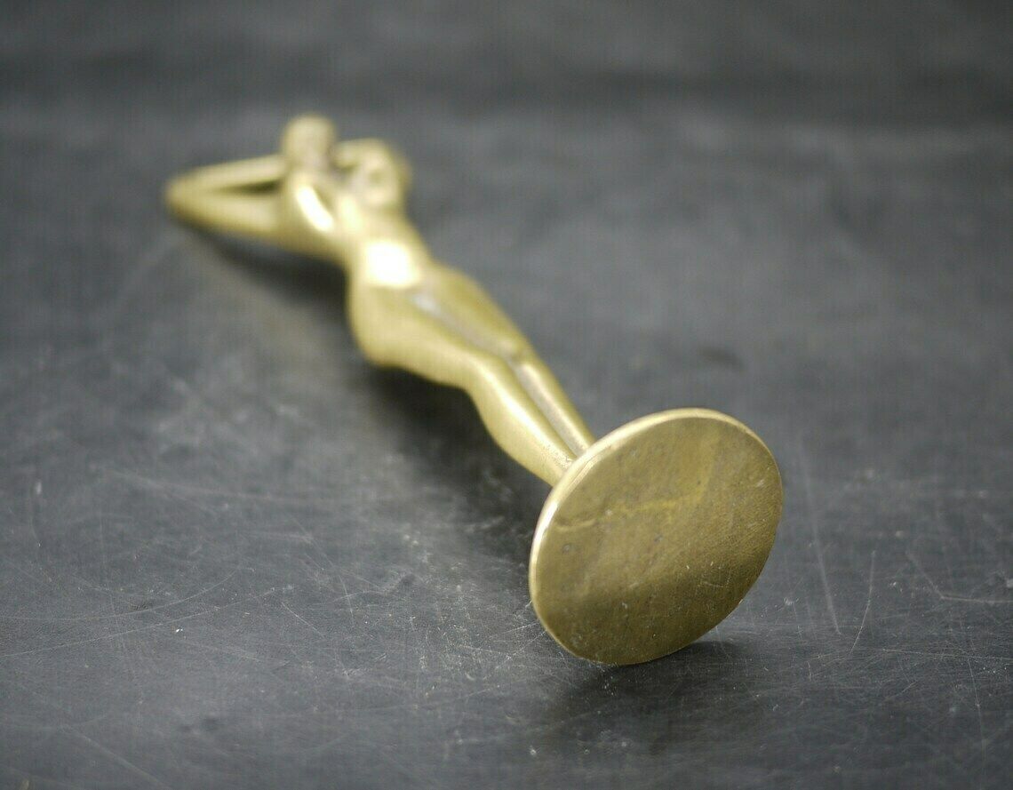 Art Deco Brass Nude Lady Bottle Opener photo vintage