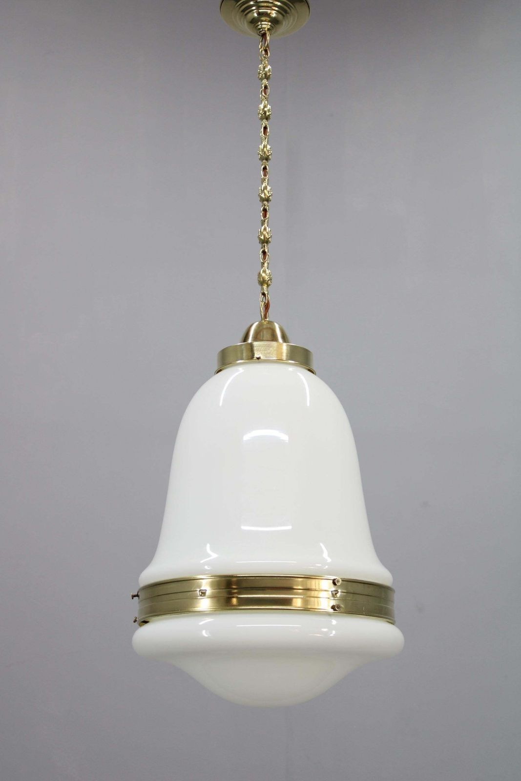 Peter Behrens “Luzette” Art Deco Opaline Glass Pendant, Germany, 1930s