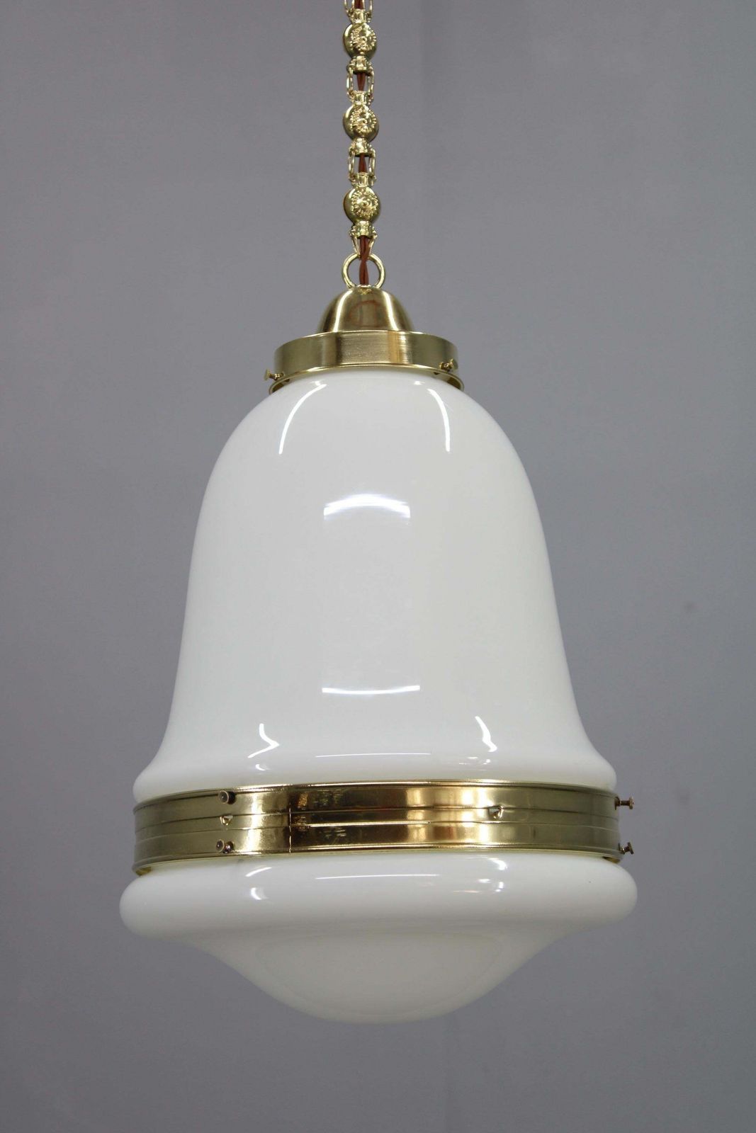 Peter Behrens “Luzette” Art Deco Opaline Glass Pendant, Germany, 1930s photo Lighting