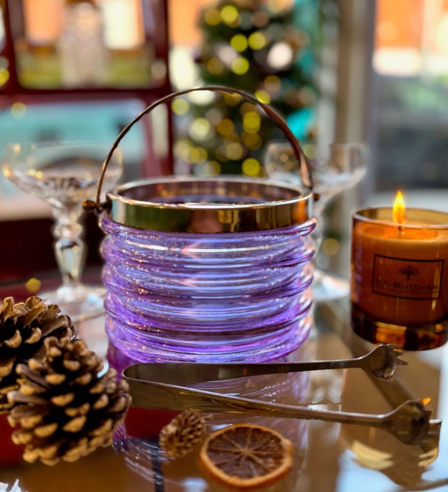 A Murano Purple Glass Ribbed Ice Bucket “Onda” By Sergio Asti For Amolfo Di Cambio photo buy