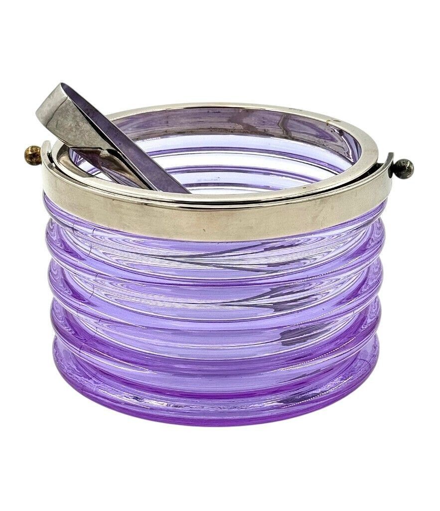 A Murano Purple Glass Ribbed Ice Bucket “Onda” By Sergio Asti For Amolfo Di Cambio photo vintage