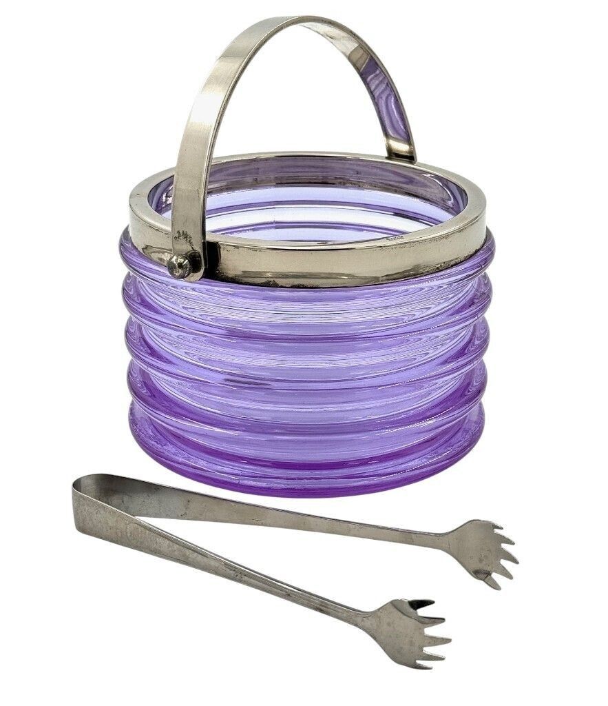 photo for sale A Murano Purple Glass Ribbed Ice Bucket “Onda” By Sergio Asti For Amolfo Di Cambio