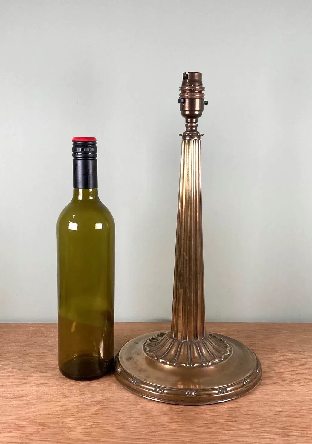 Antique Edwardian Brass Table Lamp Base Early 20th Century H38cm Rewired photo 165.0