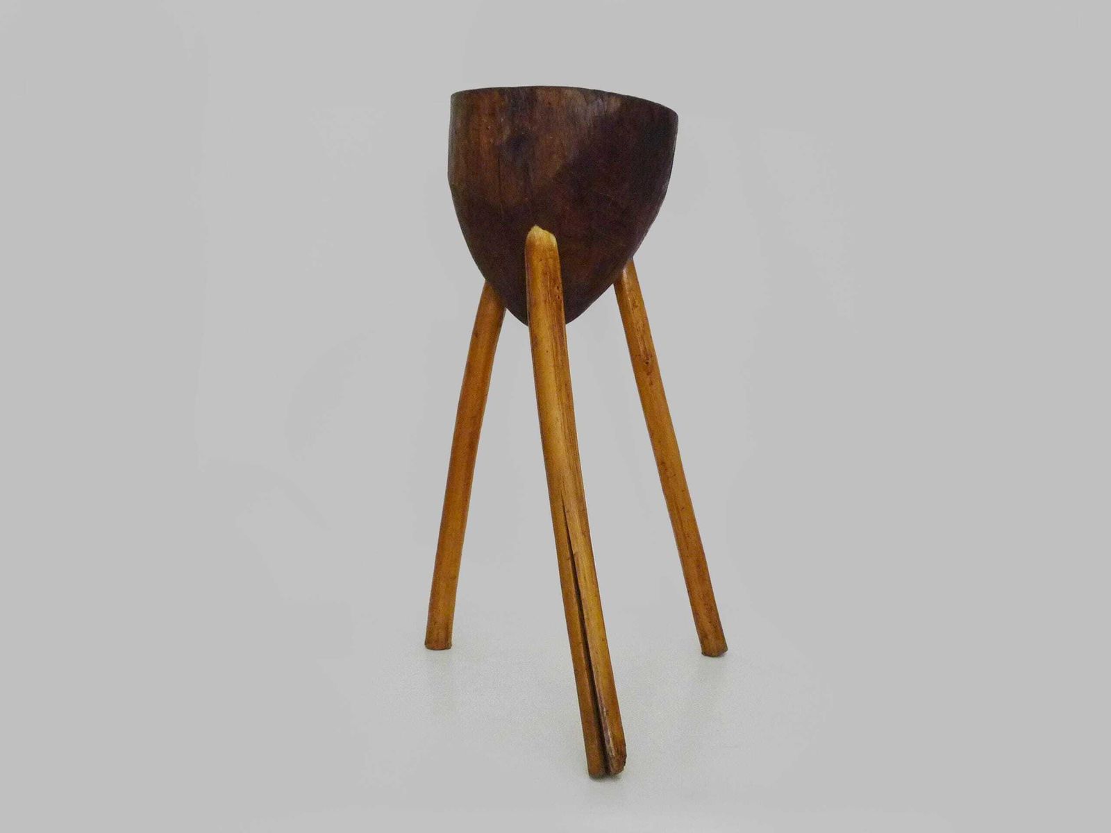 Antique Tripod Oak Butcher's Block, Side Table, Stool. Folk Art photo furniture