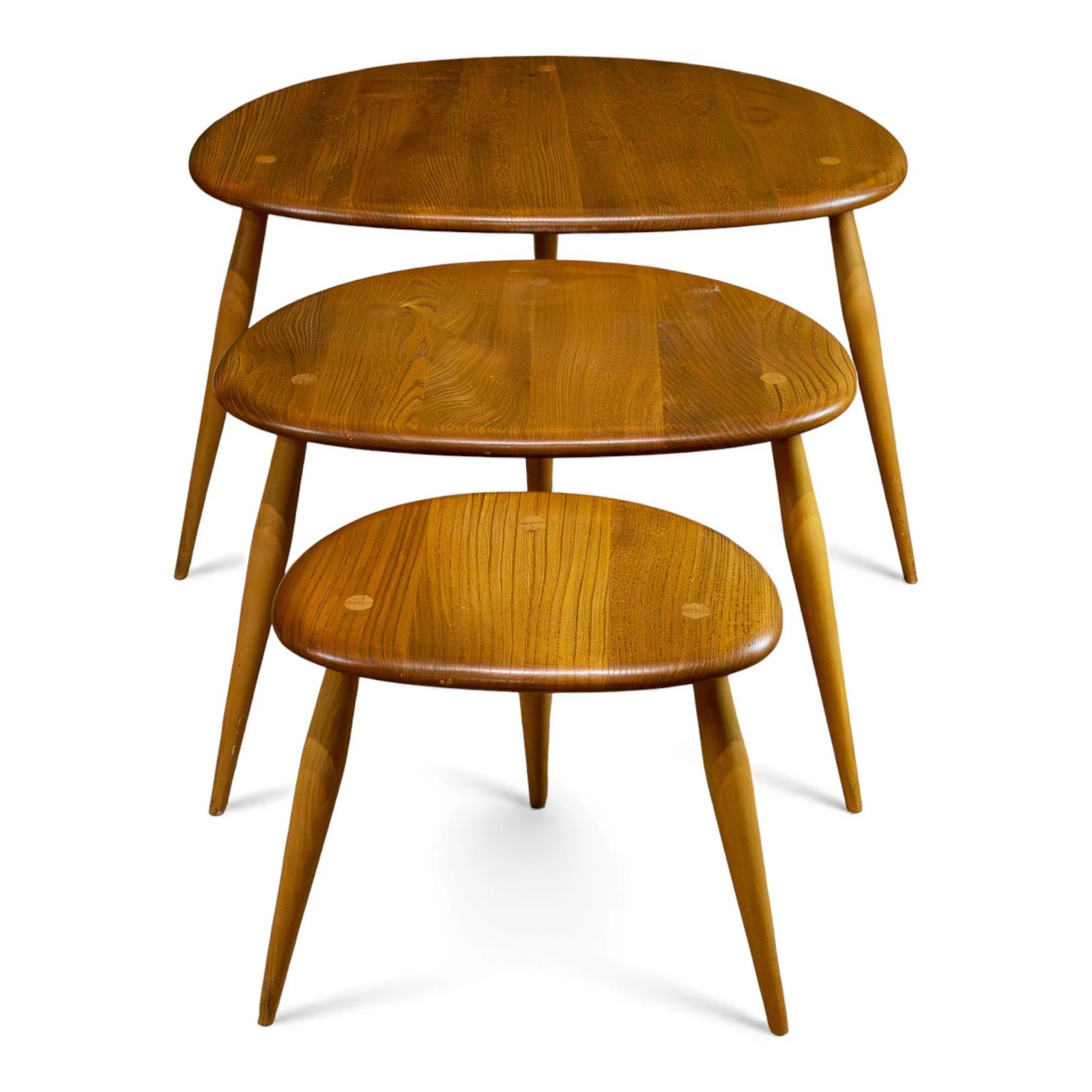 Ercol Blue Label Blonde Elm Pebble Nest Of Tables