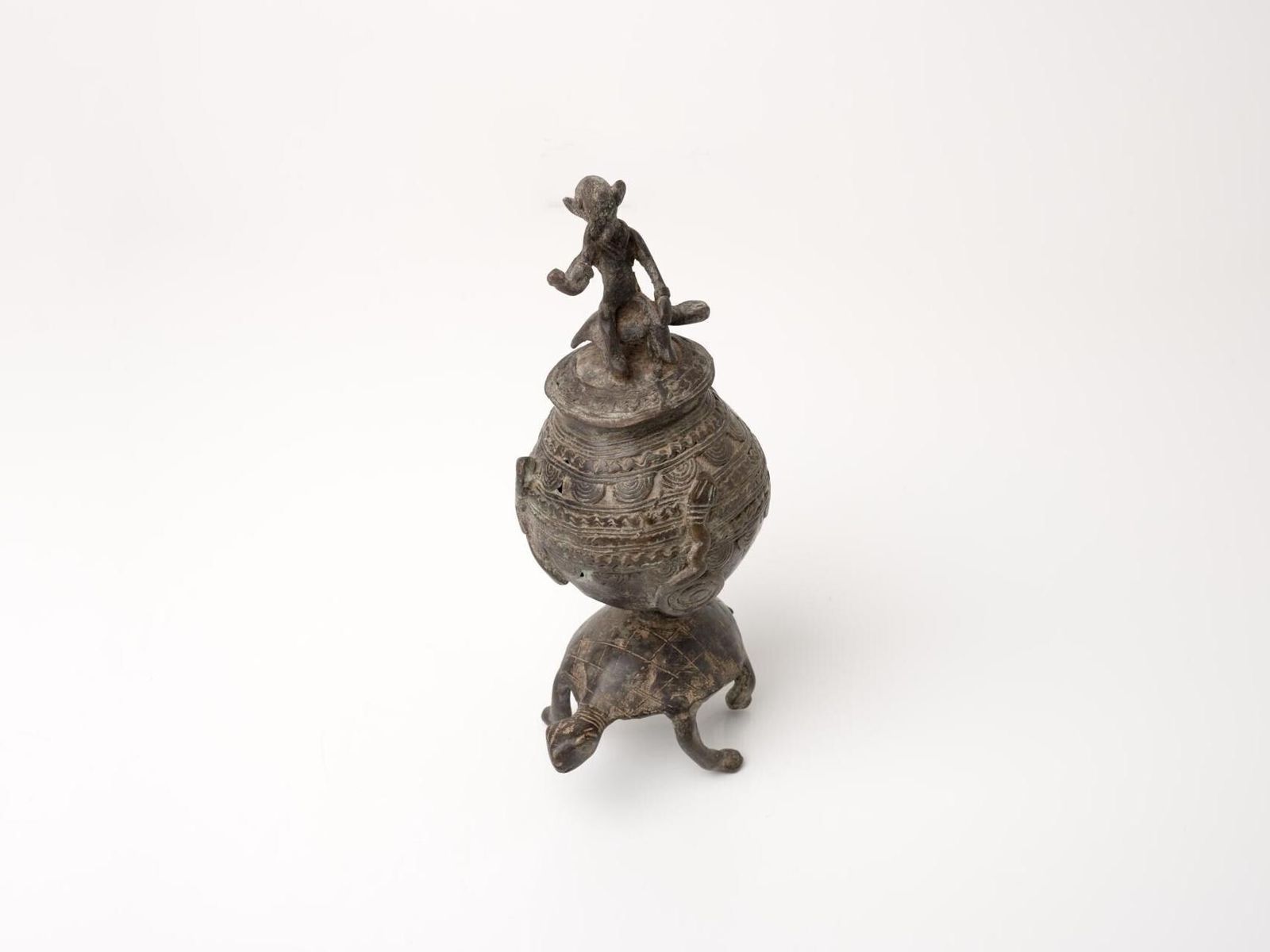 Dogon Bronze Vessel | West African Sculpture | African Bronze Urn photo furniture