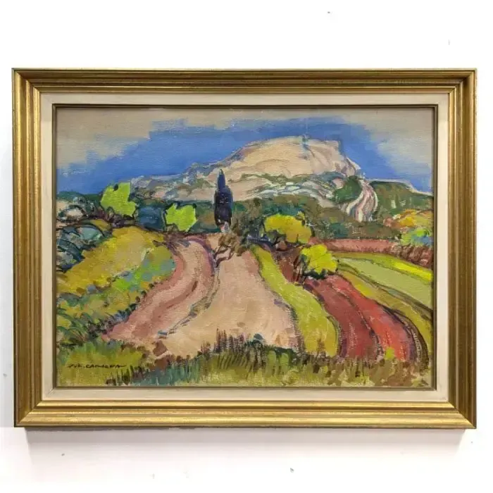 Gouache Painting Of A Provençal Landscape, Signed Jean Frederic Canepa
