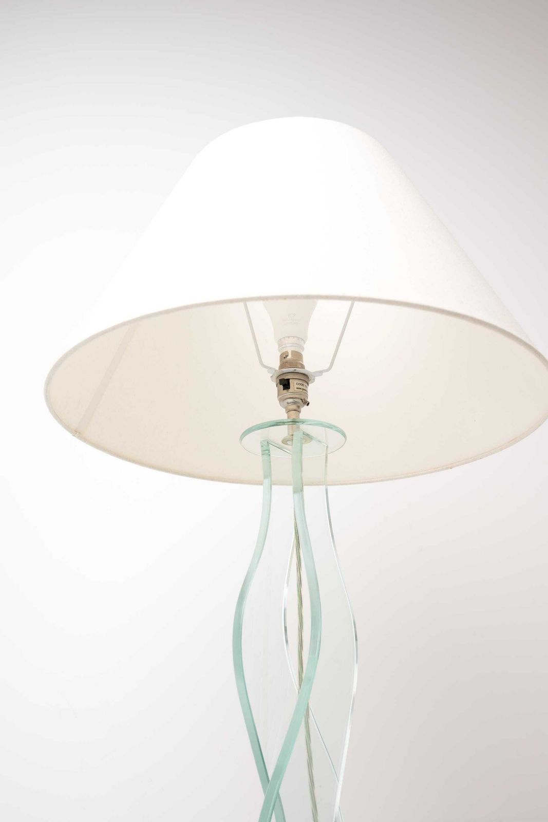 Vintage Greenapple Glass Table Lamp | Sculptural Wavy Lamp | Statement Glass Lamp photo Lighting