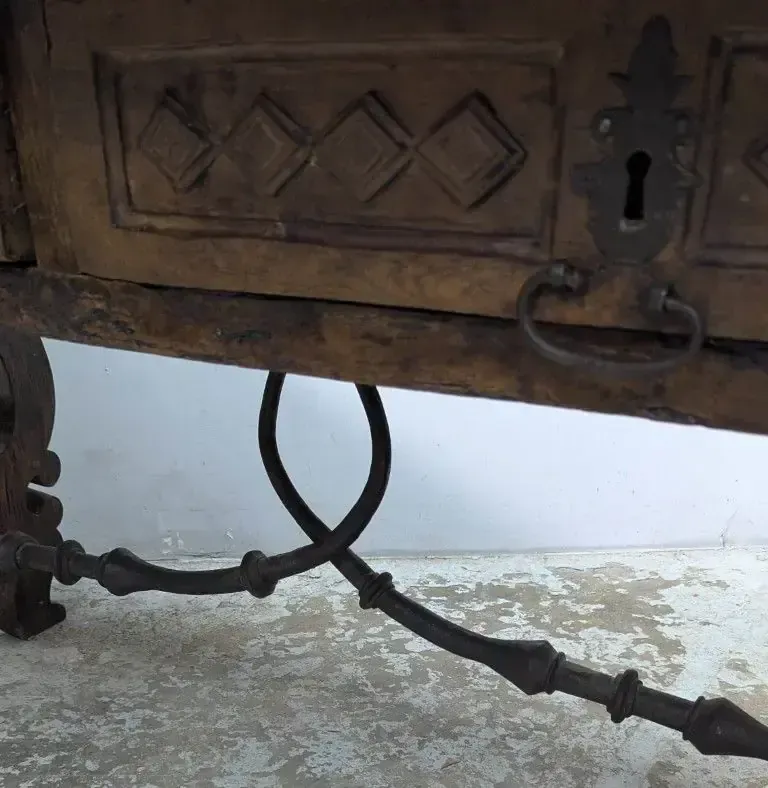 18th Century Period Walnut Desk With A Wrought Iron Crossbar photo buy